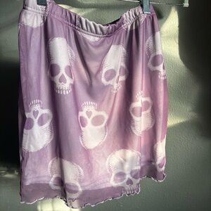 Rokokoko Purple Skull Sheer Mesh Mini Skirt Small